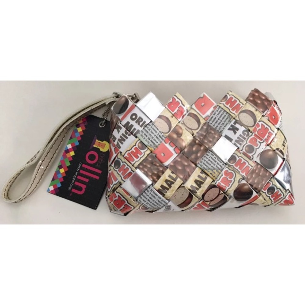 ☘️Nahui Ollin ♻️ candy wrapper wristlet clutch